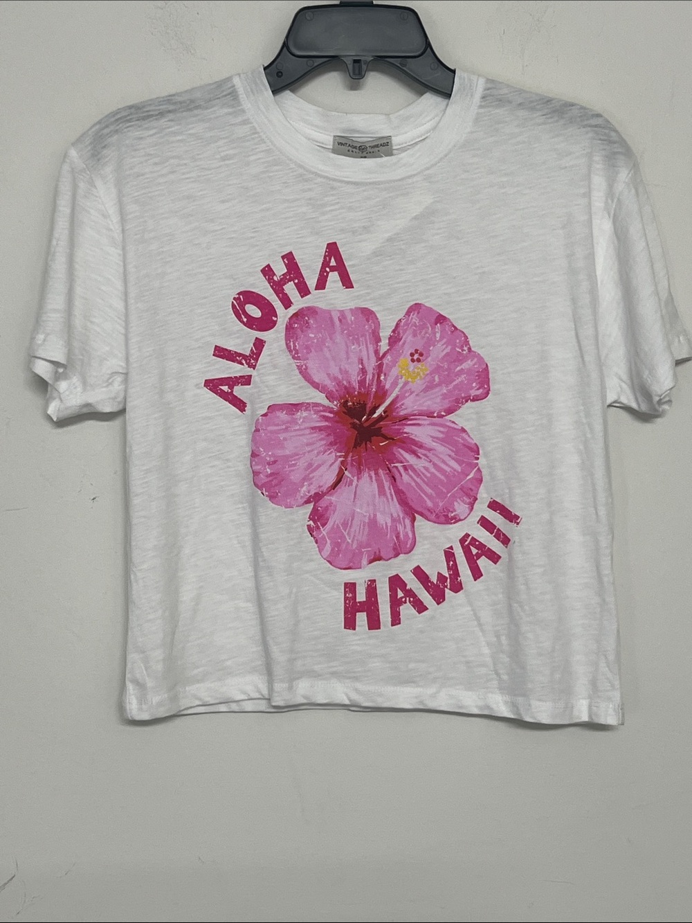 🌞 Vintage Threadz Aloha Hawaii Pink Hibiscus  flower Graphic Tee women size XS